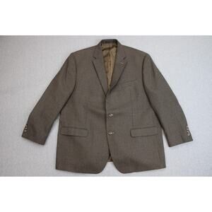 Chaps Blazer Suit Jacket Mens 48R Brown Houndstooth 2 Button Front Notch Lapel